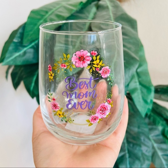 Dining Mothers Day Floral Stemless Wine Glass Cup Gift Poshmark